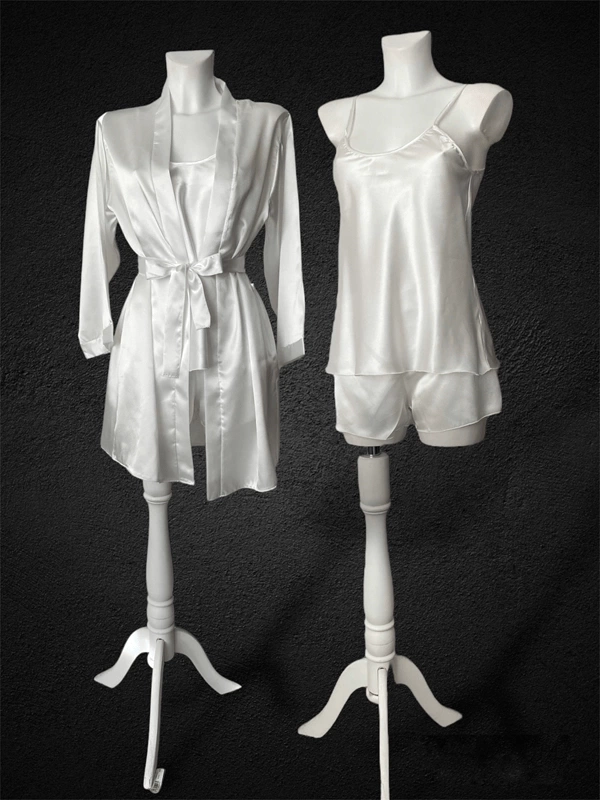 Satin Dressing Gown Set with Shorts