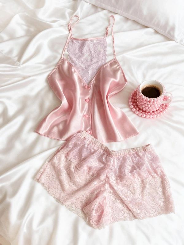 Sırtı Dantel Şortlu Takım