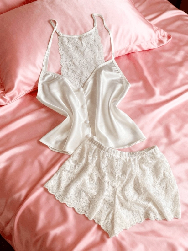 Backless Lace Shorts Set