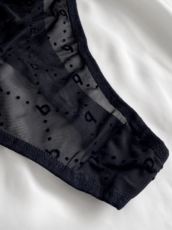 Siyah Balenli Tül Sütyen Takım