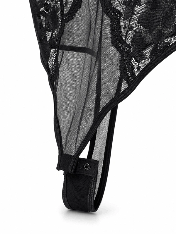 Siyah Tül Sabahlıklı Bodysuitli Premium Takım