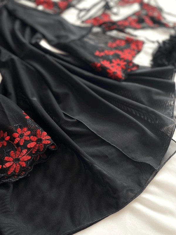 Siyah Tül Sabahlıklı Jartiyer Takım