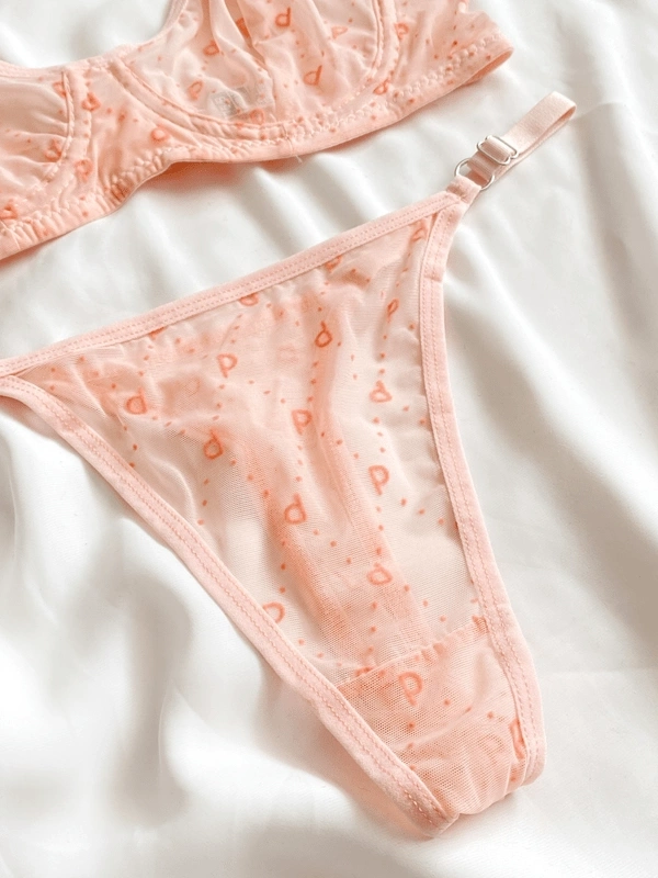 Yavruağzı Balenli Tül Sütyen Takım