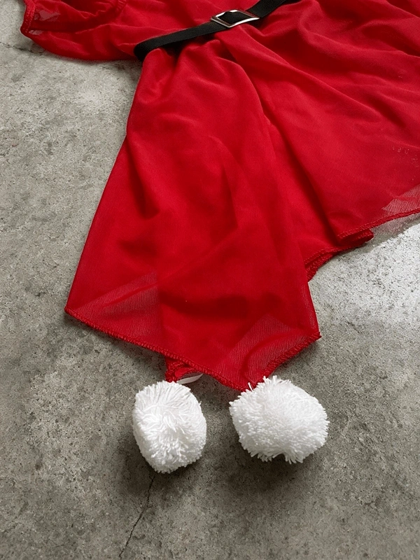 Yılbaşı Özel Eteği Ponpon Detaylı Tüylü Gecelik ❤️