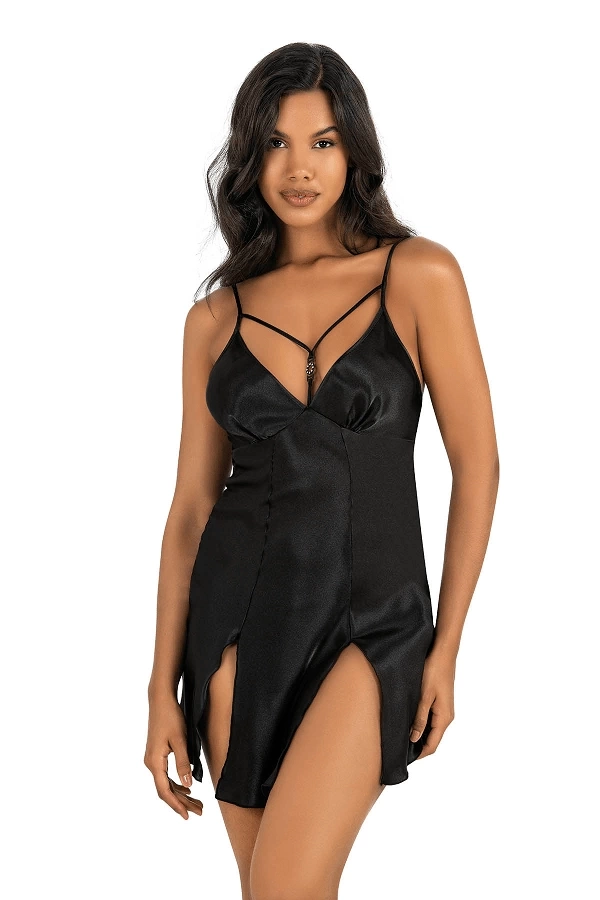 Slit Detailed Satin Nightgown