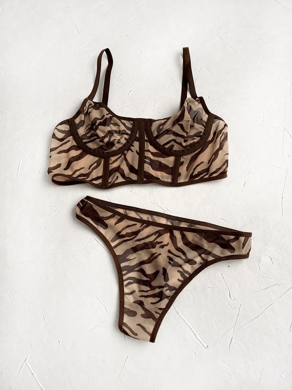 Zebra Patterned Bustier Set
