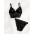 Plain Black Velvet Bralet Set