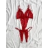Kırmızı Özel Bölgesi Açık Dantel Detaylı Bodysuit