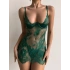 Yeşil Derin Göğüs Dekolteli Dantel Premium Babydoll