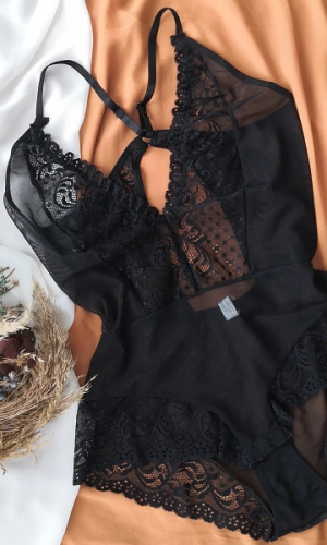 Elegance Black Lace Bodysuit