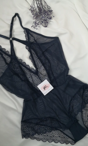 Elegance Navy Blue Lace Bodysuit
