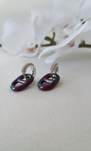 Hematit Taşlı Halka Küpe