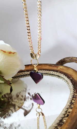 Hematit Kalp Gold Kolye