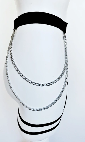 Zincir Detaylı Bacak Aparatlı Jartiyer Kemeri