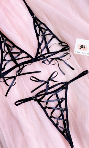 Ayarlanabilir İp Detaylı Harness Sütyen Takım