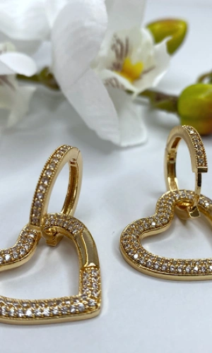 Zirkon Taşlı Kalp Küpe