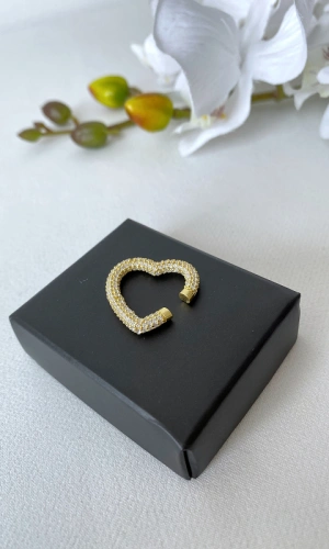 Beyaz Taşlı Kıkırdak Kalp Küpe