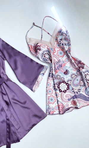 Saten Gecelik- Sabahlık Set