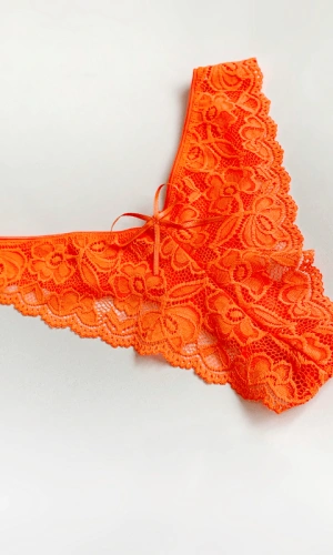Neon Orange Lace Thong