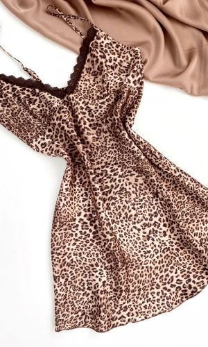 Leopard Satin Nightgown
