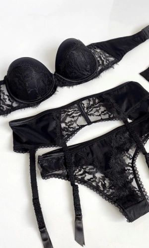 Siyah Yarı Destekli Jartiyer Takım