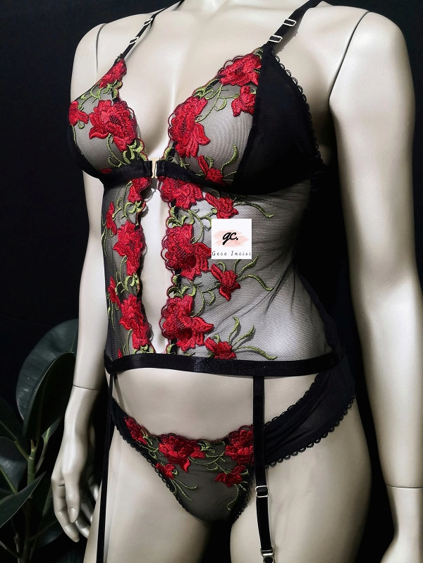 Floral Bustier Garter Set