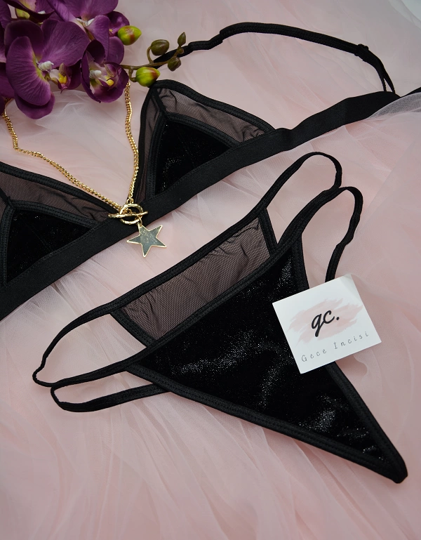 Velvet Silvery Bra Set