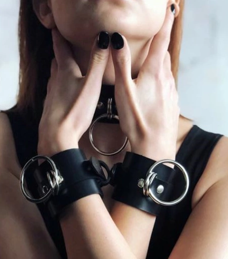 Leather Collar And Bracelet Set