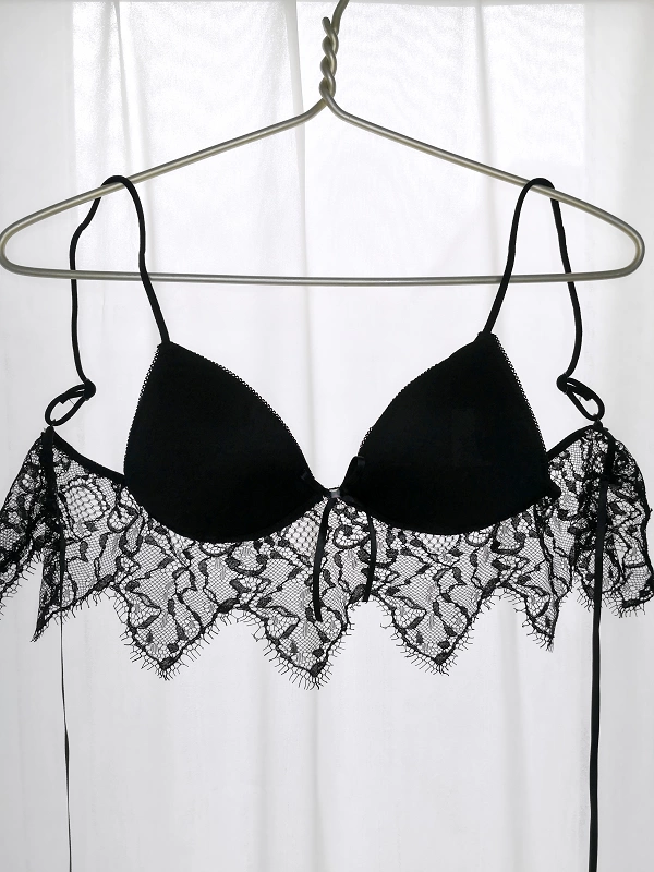 Lace Bralette Set With Back Tie