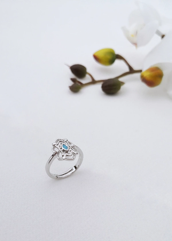 Adjustable Blue Stone Silver Ring