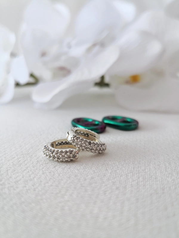 Hematite Stone Hoop Earrings