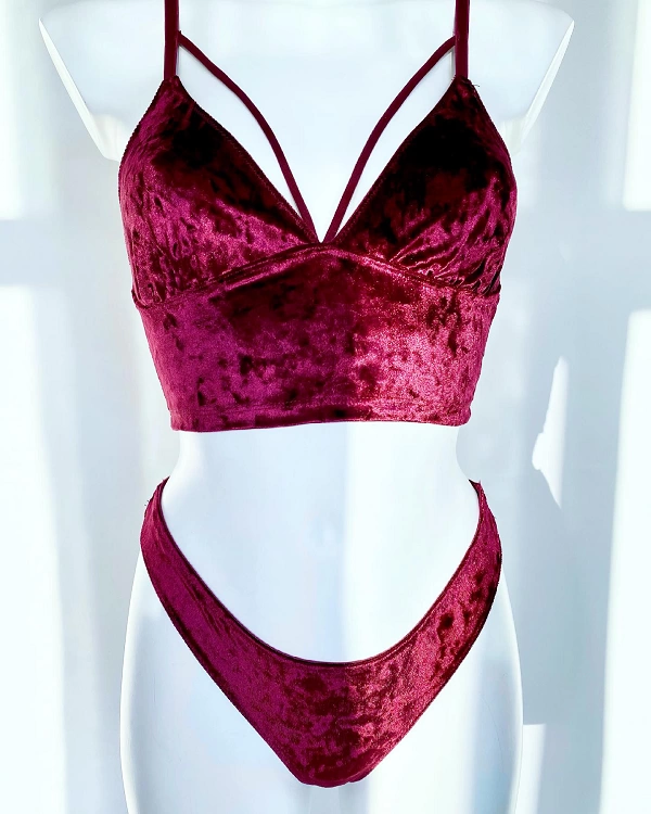 Corded Velvet Bralet Set