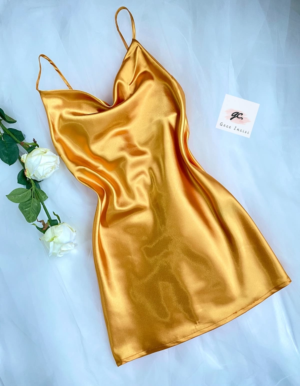 Plunging Collar Satin Nightgown