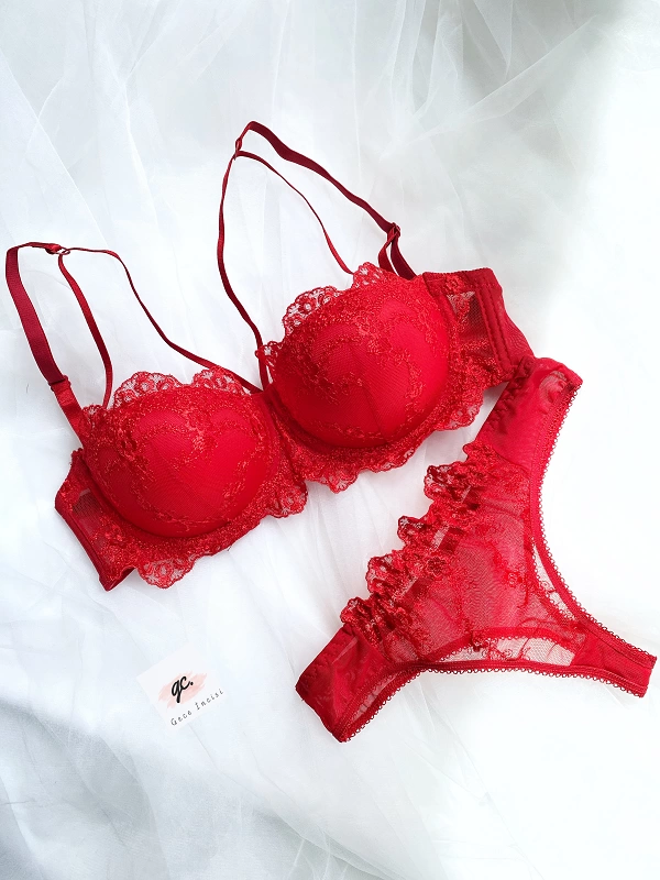 Red Support Bra Set