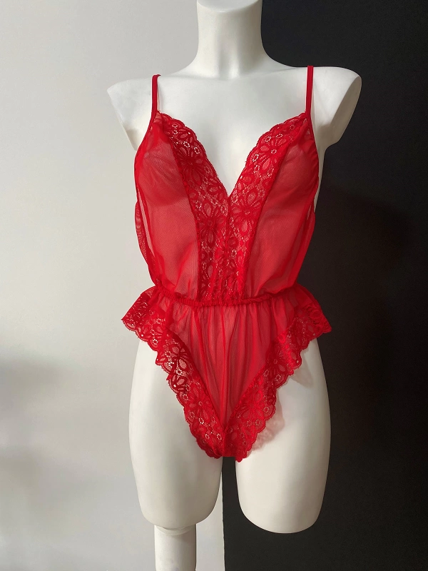 Red Tulle Bodysuit