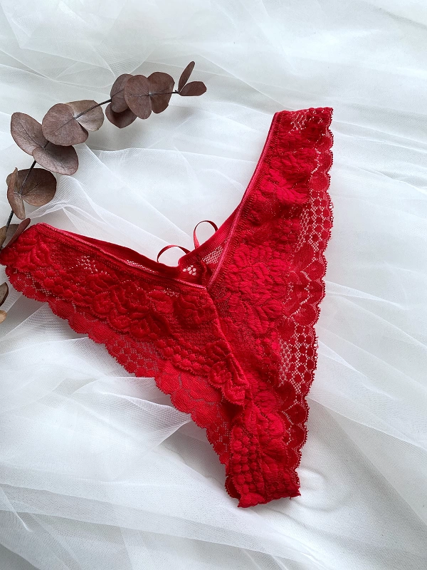 Red Lace Thong