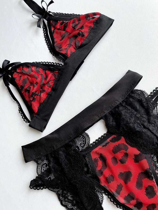 Red Leopard Suspenders Set