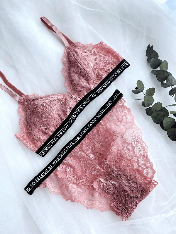 Printed Written Bralet Set