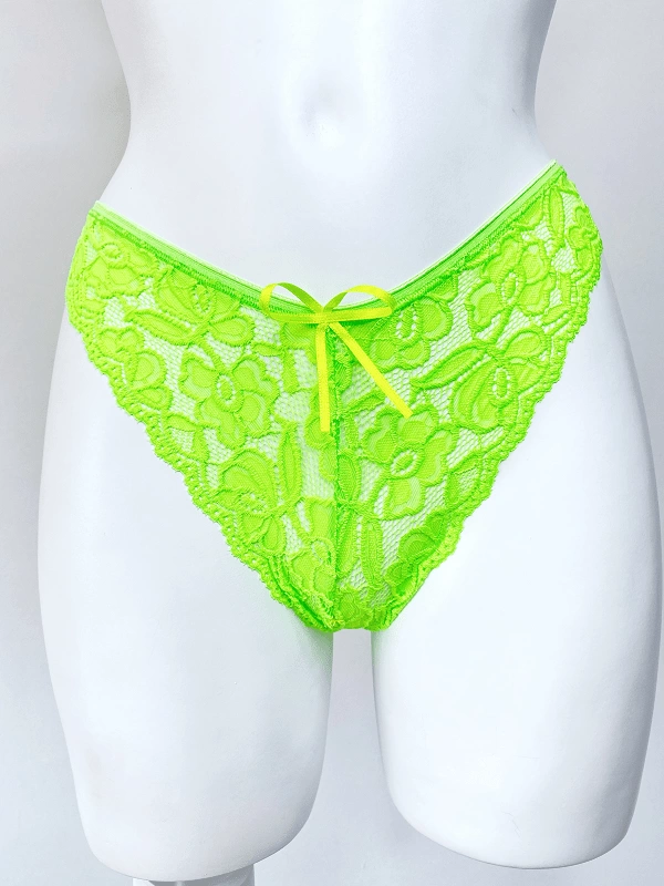 Neon Green Lace Thong