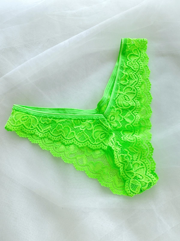 Neon Green Lace Thong