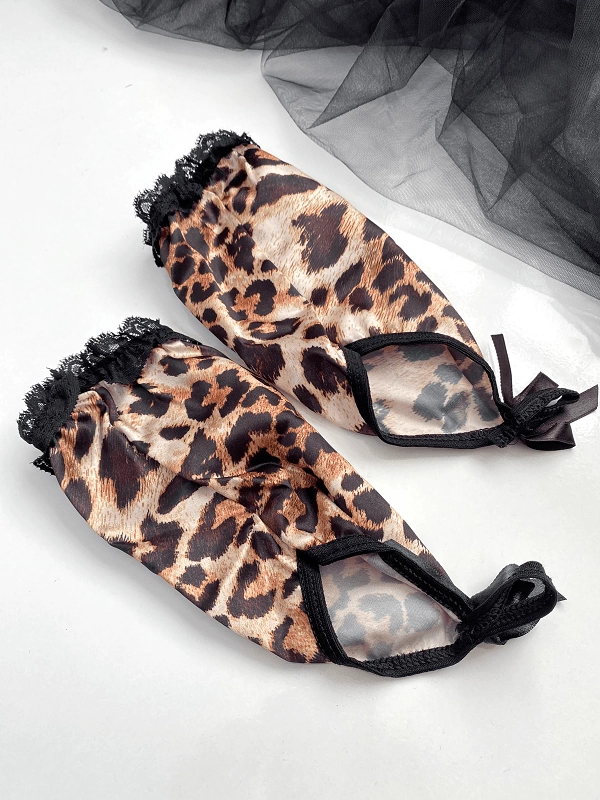 Leopard Bra Set With Gloves