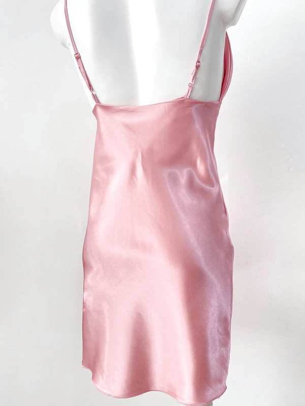 Plunging Collar Satin Nightgown