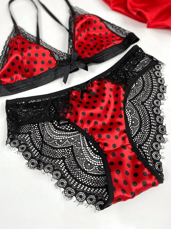 Red Polka Dot Bra Set