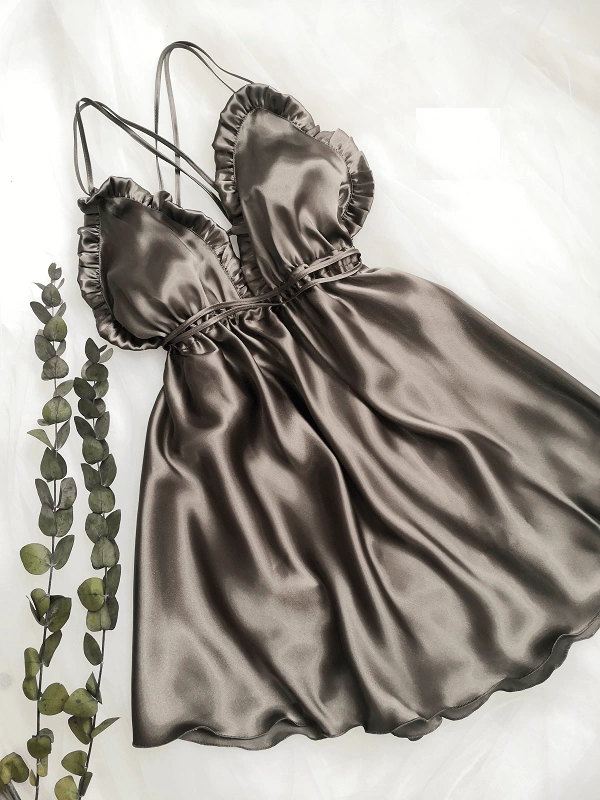 Khaki Green Satin Nightgown