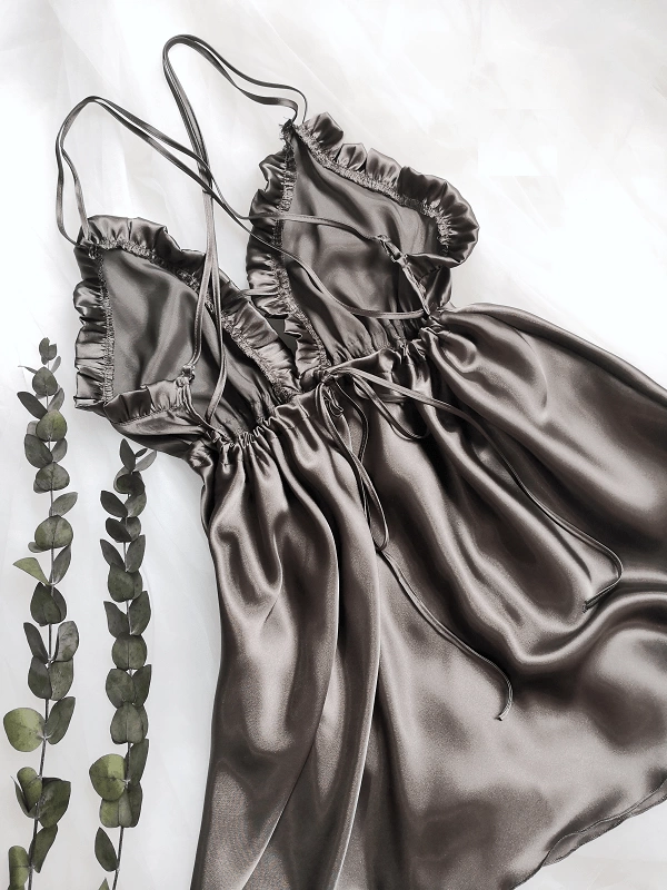 Khaki Green Satin Nightgown