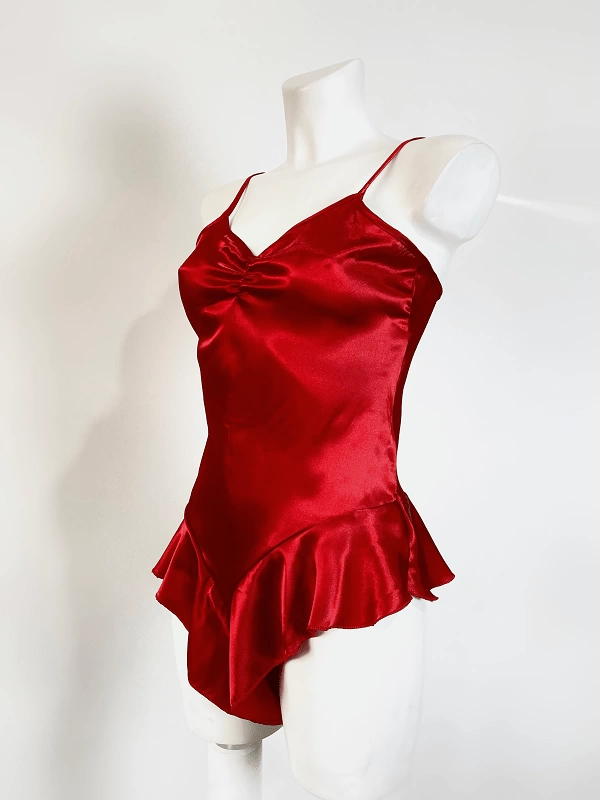 Frill Detailed Satin Bodysuit