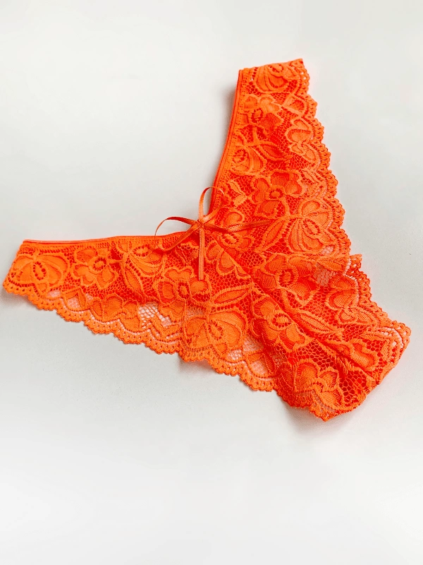 Neon Orange Lace Thong