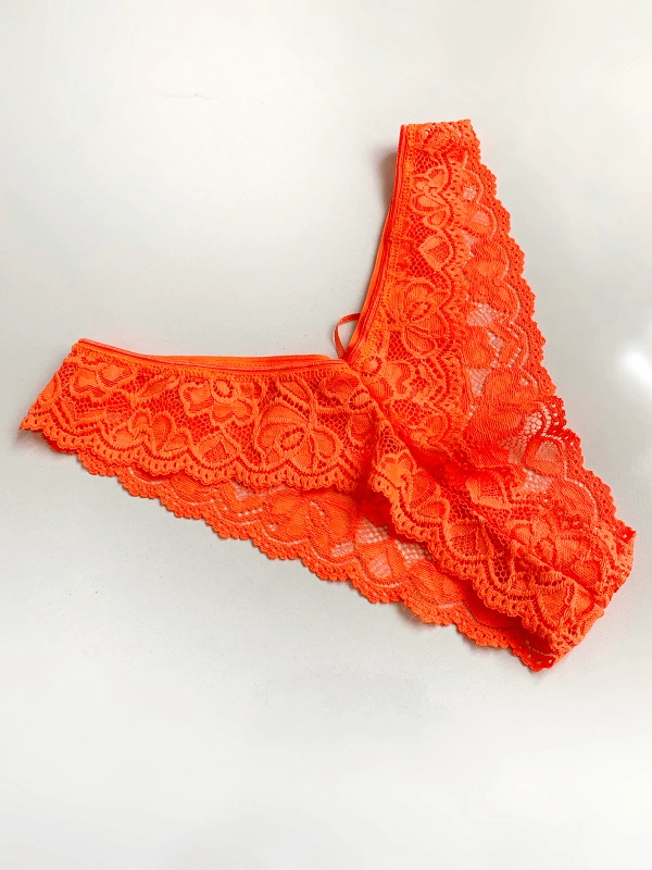 Neon Orange Lace Thong