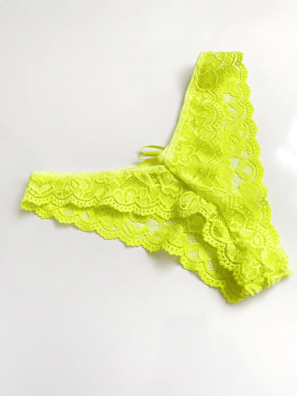 Neon Yellow Lace Thong