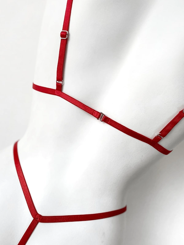 Adjustable Rope Detailed Harness Bra Set